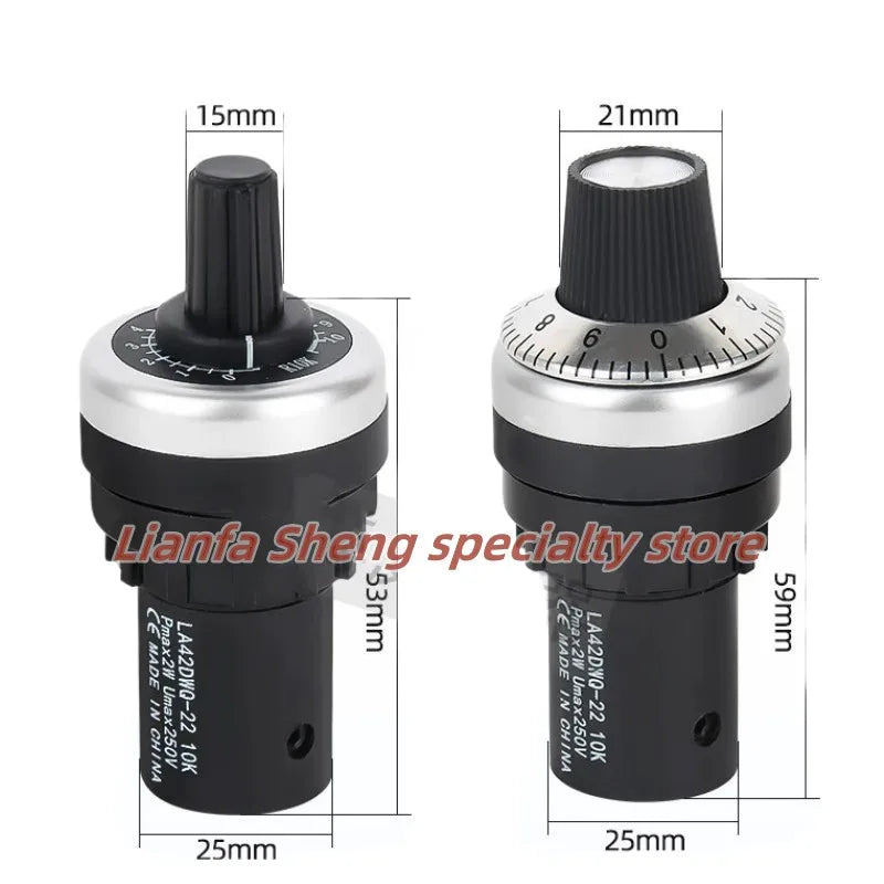 Upgraded LA42DWQ-22 1K 2K 5K 10K 20K 50K 100K 200K 22mm High Quality Diameter Potentiometer Rotary Potentiometer Converter Speed