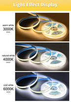Linear regulável 24v 12v cob luzes de tira led 8mm 320leds/m fita flexível led para decoração do quarto 3000k 4000k 6000k 1m 5m