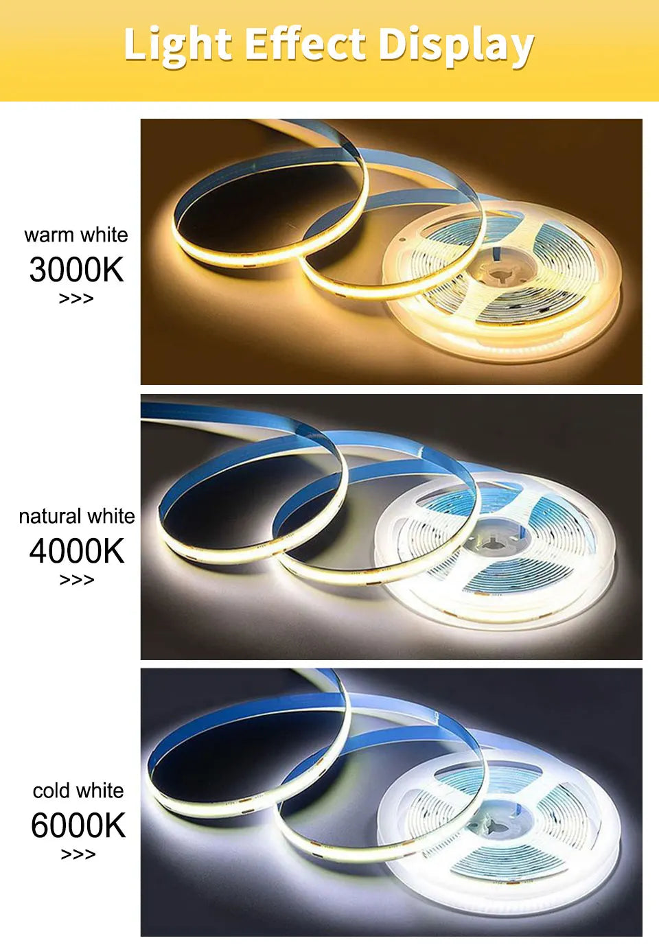 Linear regulável 24v 12v cob luzes de tira led 8mm 320leds/m fita flexível led para decoração do quarto 3000k 4000k 6000k 1m 5m