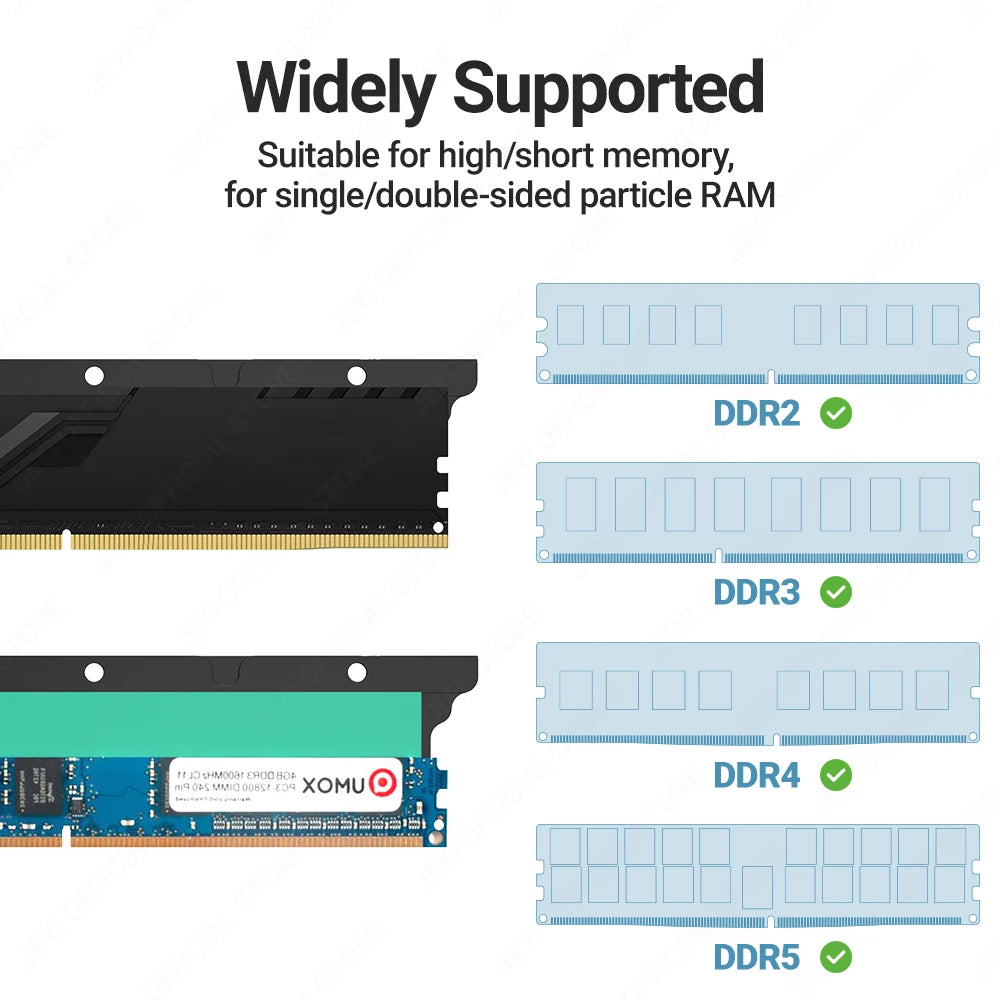 JEYI RAM Heatsink Cooler with Thermal Pads for DDR2 DDR3 DDR4 DDR5 - PC Memory Cooling Kit, Desktop Computer Heat Dissipation,