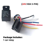 5Pcs Automotive Relay 12V or 24V 5Pin 40A Car Relay with Black Red Copper Terminal Auto Relay Socket SPDT Harness Cable