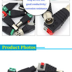 2PCS DC 12V Male Female BNC Connectors 5.5*2.1mm/2.5mm Welding-Free Power DC Plug Adapter Jack Sockets For LED Strip CCTV Camera