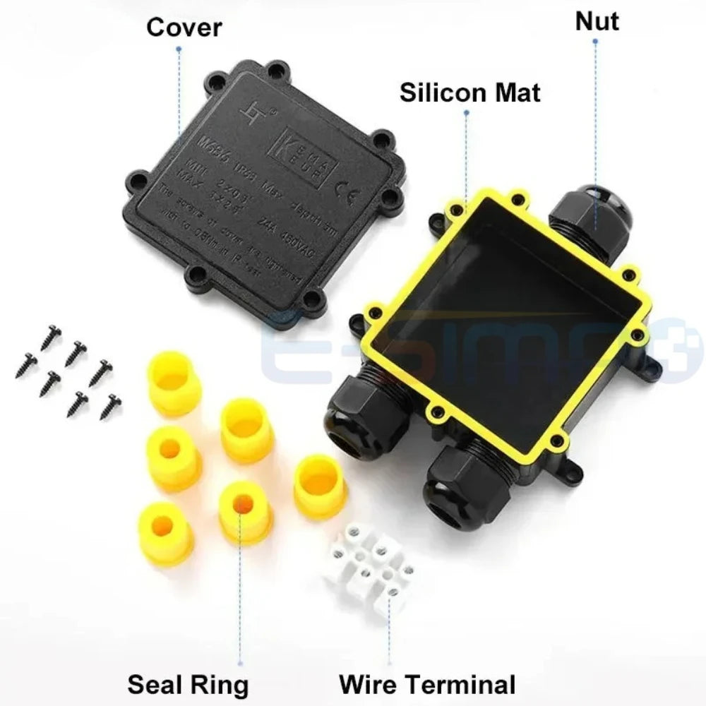 IP68 Y-Shape Underwater Waterproof  3Way 1IN2OUT 4-14mm Power Cord External LED Outdoor Light Lamp Wire Junction Box Connector