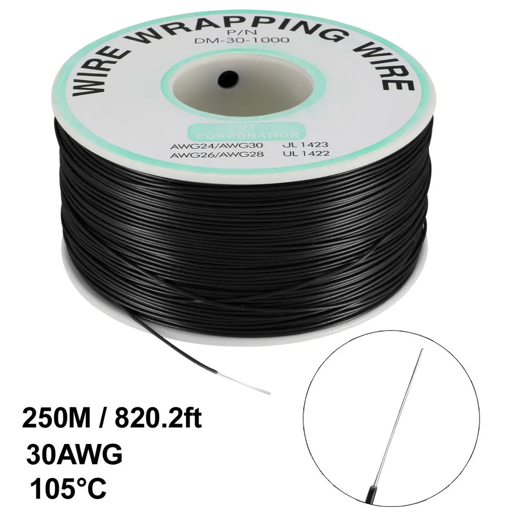 0.58mm Wire OD 200M 250M Electrical Wire Wrapping Wire Tin Plated Copper Wire PCB Solder Cable P/N DM-30-1000 30 AWG for Laptop