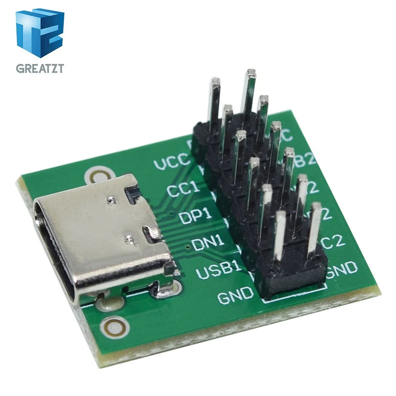 GREATZT USB TYPE-C to DIP PCB Connector Pinboard Test Board Solder Female Dip Pin Header Adapter