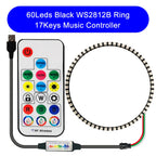 DC5V WS2812B DIY LED Ring 8 to 241 Pixels 5050 RGB Individually Addressable WS2812 Round Modules With 17Keys Music RF Controller