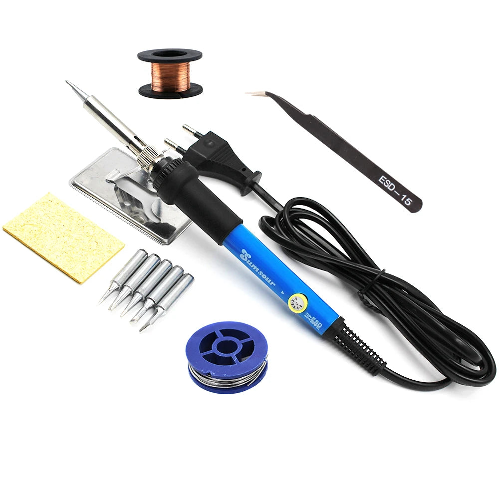 Sumsour Electric Soldering Iron 60W 220V / 110V Adjustable Temperature Welding Rework Solder Repair Tools Kit