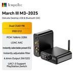 TempoTec March III-M3 2*CS43198 HIFI USB DAC,Bluetooth DAC,UAC1.0 for PlayStation PS4,PS5,UAC2.0, EQ,Filter,DSD512/LDA