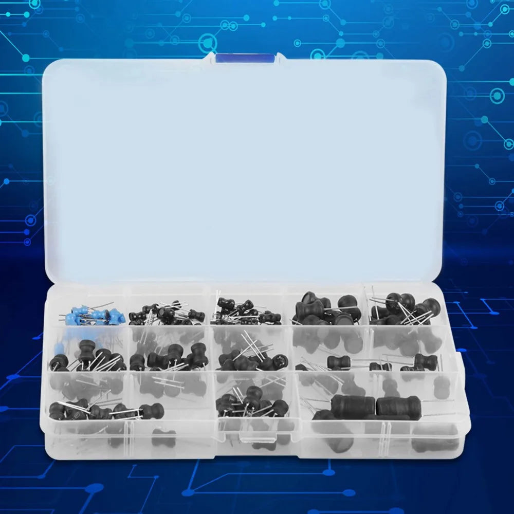 145Pcs 10uH-10mH Inductor 12 Values with A Storage Box Inductor Assorted Kit Choke Inductor Electronics Projects