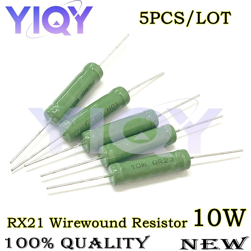 5PCS RX21 Wirewound Resistor 10W 0.05R-47K 0.1R 0.33R 1R 2.2R 3.3R 36R 10K 62R 4.7R 3.3K 4.7K 1K 33K 47K Ohm Power Resistor