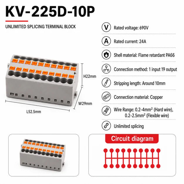 DIN Rail Terminal Block 1/5/10PCS 2.5mm2 Push In Quick Connect Electrical Wire Connector Modular Power Distribution Block