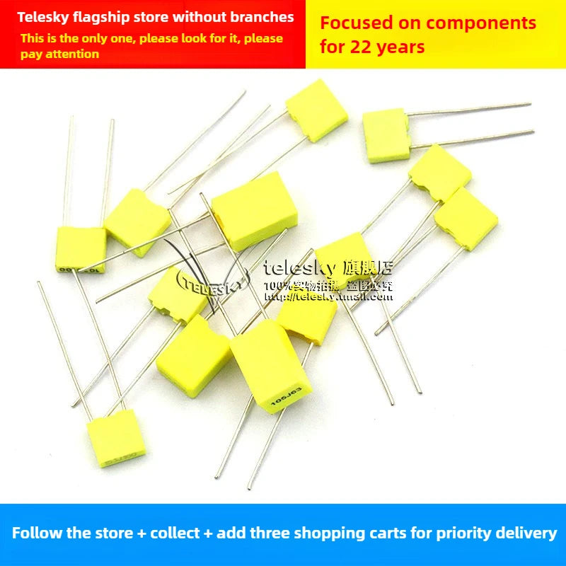 10PCS 100V Correction Capacitor Polypropylene Safety Plastic Film 100V 1nF ~ 470nF 100nf 220nf 10nf 47nf 22nf 1nf 0.47uf 0.1uf
