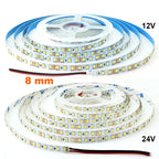 5mm 8mm LED Strip 2835 DC24V 12V 120LEDs/m Home Lamp Strips Red Ice Blue Yellow Orange Pink Flexible And Cuttable Soft Lamp Bar