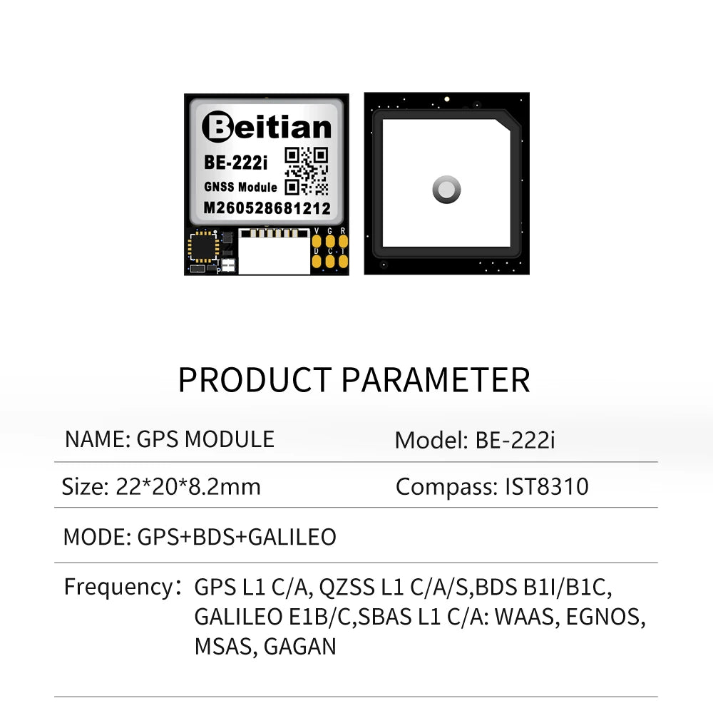 Beitian BE Series BE-180 - BE-882 GNSS Module Ublox M10 TTL Built-in IST8310 Compass BDS GPS GALILEO FPV UAV Flight Control