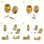 10pcs/lot SMA Male RF Connector RP-SMA Male Jack Plug 90 Degree Right Angle Center Solder Semi-Rigid for RG402 Brass Gold Plated