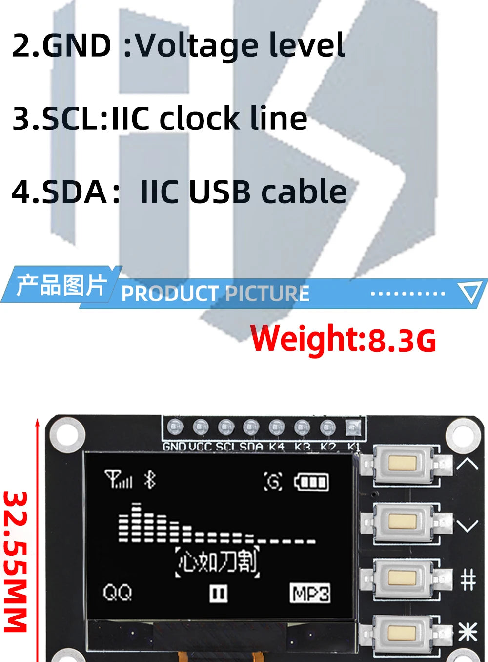 1.3 inch oled IIC Serial White OLED Display Module 128X64 I2C SSD1306 12864 LCD Screen Board VDD GND SCK SDA for Arduino