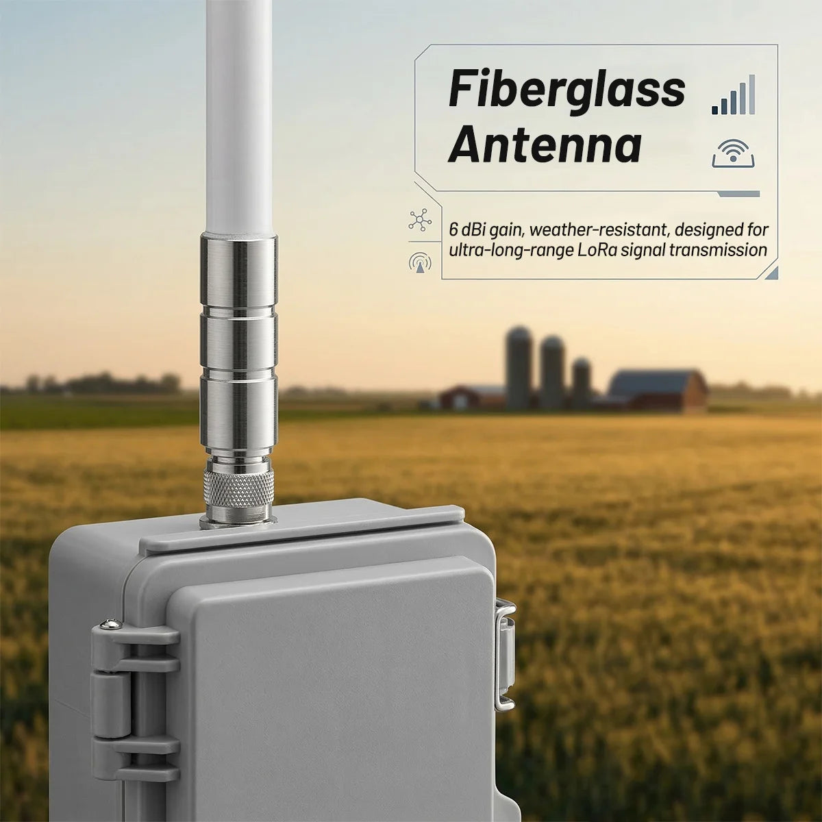 HP1 High Power LoRa Module Wismesh 1w Booster Starter Kits with 20w Solar Power System 6dBi Fiberglass Antenna Mount