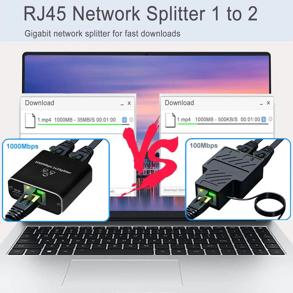 RJ45 Splitter 1 to 2 Ethernet Adapter Internet Network Cable Extender RJ45 Gigabit Connector Coupler for PC TV Box Router Cat6