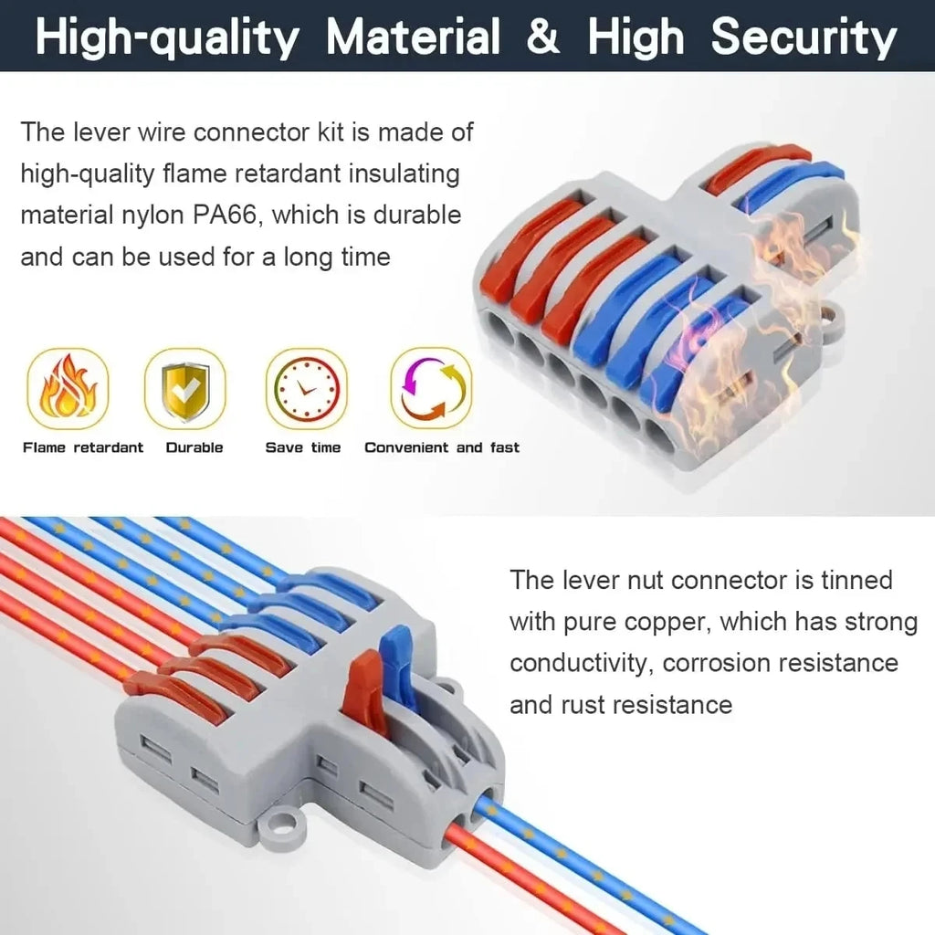 10 pcs Lever Wire Connectors Quick Wiring Cable Connector Splicing Wire Connectors Push-in Conductor Screw Terminals Block