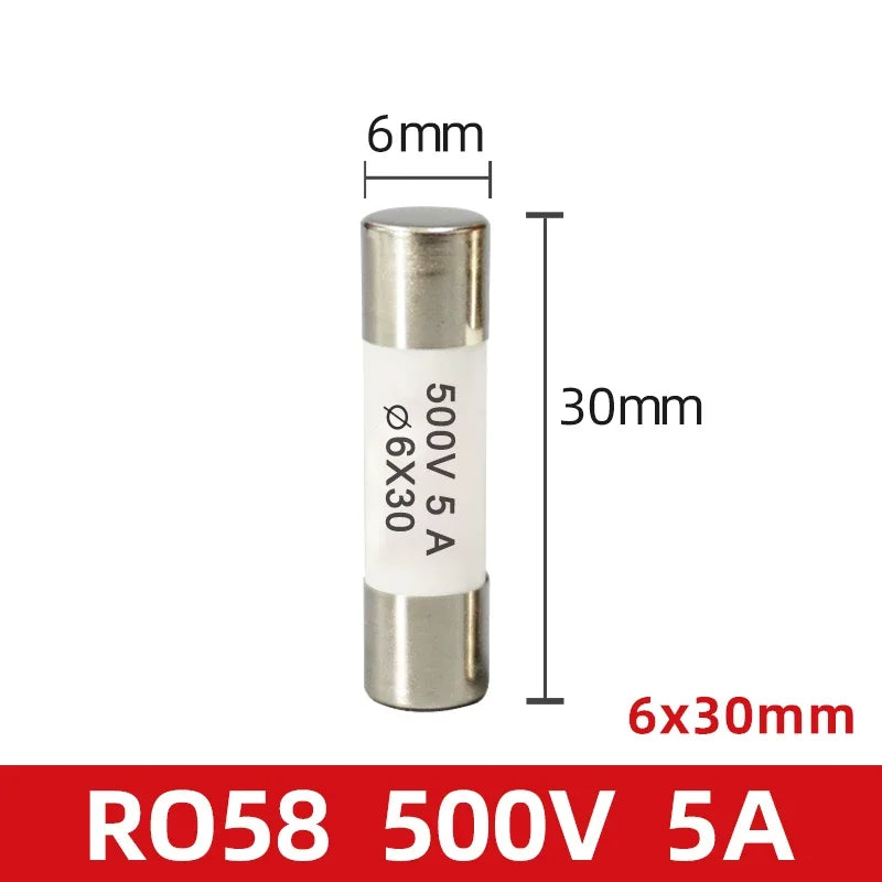10PCS 6x30mm Ceramic Fuse Tube Fuse 500V 0.5A 1A 2A 3A 4A 5A 6A 8A 10A 12A 15A 20A 25A 30A Fast Fusing 6*30mm