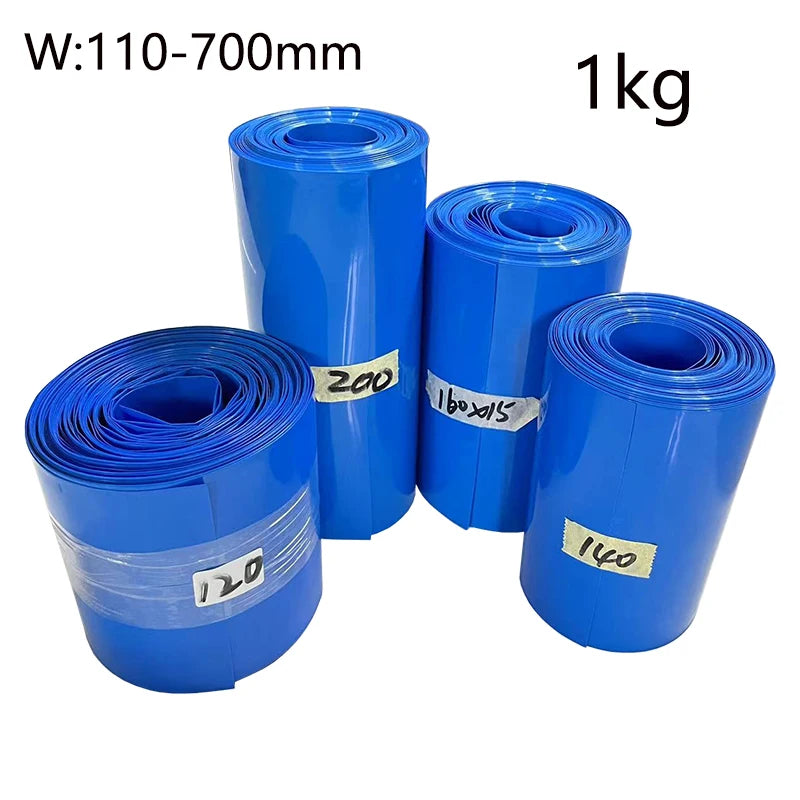 1kg Blue PVC Heat Shrinkable Tube Shrink Film for Insulation Coating 18650/21700 Li-ion Cells 26650/32650/33140 Lifepo4 Battery