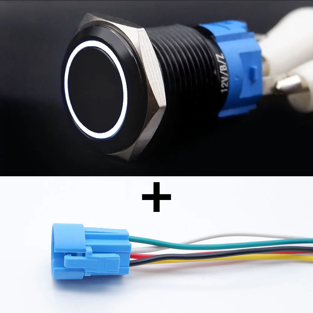 16/19/22mm Black Push Button Switch Waterproof Illuminated Metal Momentary Latching Fixed On Off Power Switch Backlit LED 3V 12V
