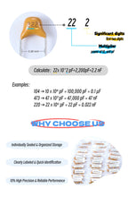 500pcs 600pcs 720pcs 36Values Radial Ceramic Capacitor Assortment Kit Wide Range Safety Y Capacitor Assortment kit