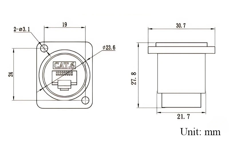 1pc Metal Round/D Type Module RJ45 CAT6&USB 2.0/3.0&Type C&HDMI-Jack Socket Through Network Panel Mounting Electronic Connector