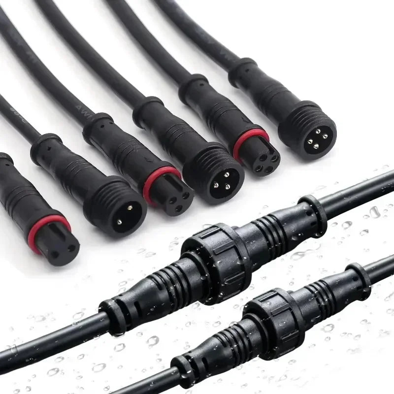For Car LED Light Motorcycle Modification Accessories M12 IP67 Waterproof Connector Cable 2/4 Pin Male Female Plug with PVC Wire