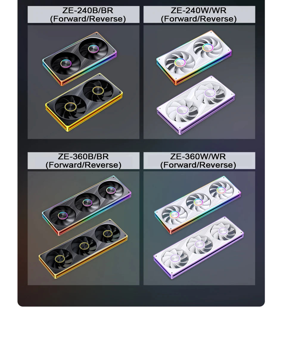 JONSBO ZE-120/240/360 PC Case Fan ARGB Four-sided Thousand-layer Mirror PWM Gaming Combined Cooling Fan