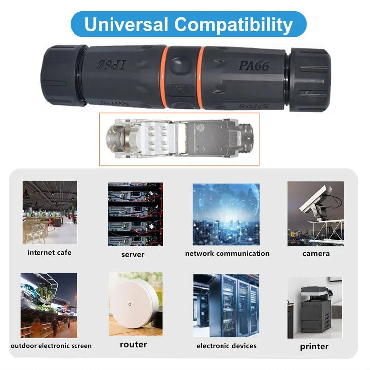1PCS M23 RJ45 Connector IP68 Waterproof Toolless Field Extension Kit,Full Shielded Coupler for Cat6 Cat6A Ethernet Cable Outdoor