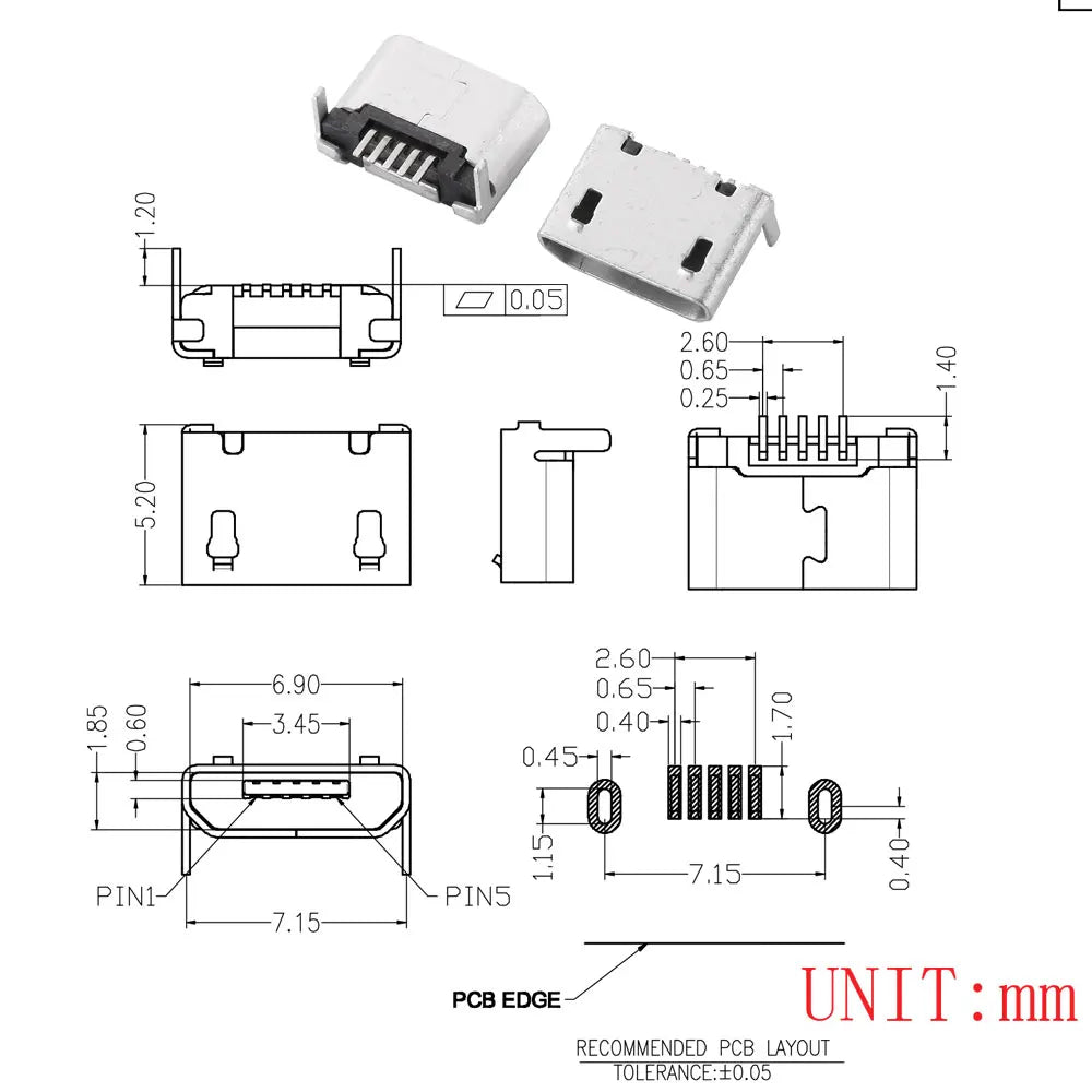 10PCS Micro USB 2P 5P Jack Charging Port Plug Dock Charger DIP SMD For Phone Tabletels Speakers Etc Port Socket Power Connector