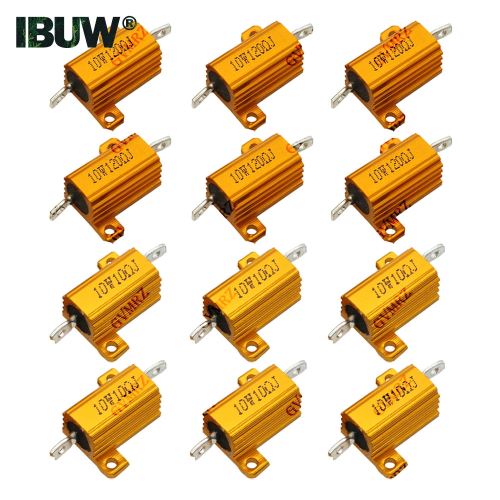 10W Aluminum Housing Wirewound Power Resistor Assorted Resistance Values Electronic Component