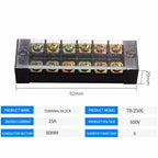 DIN Rail Screw Terminal Block Barrier Strip TB1503 TB2503 TB4512 15/25/45A Electrical Wire Connector with Flame Retardant Cover