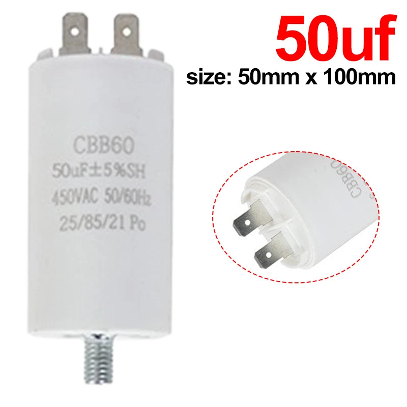 CBB60 Washing Machine Pump Starting Capacitor:4uf,5uf,6uf,8uf,10uf,12uf,14uf,15uf,20uf,25uf,30uf,35uf,40uf,45uf,50uf,60uf 450VAC