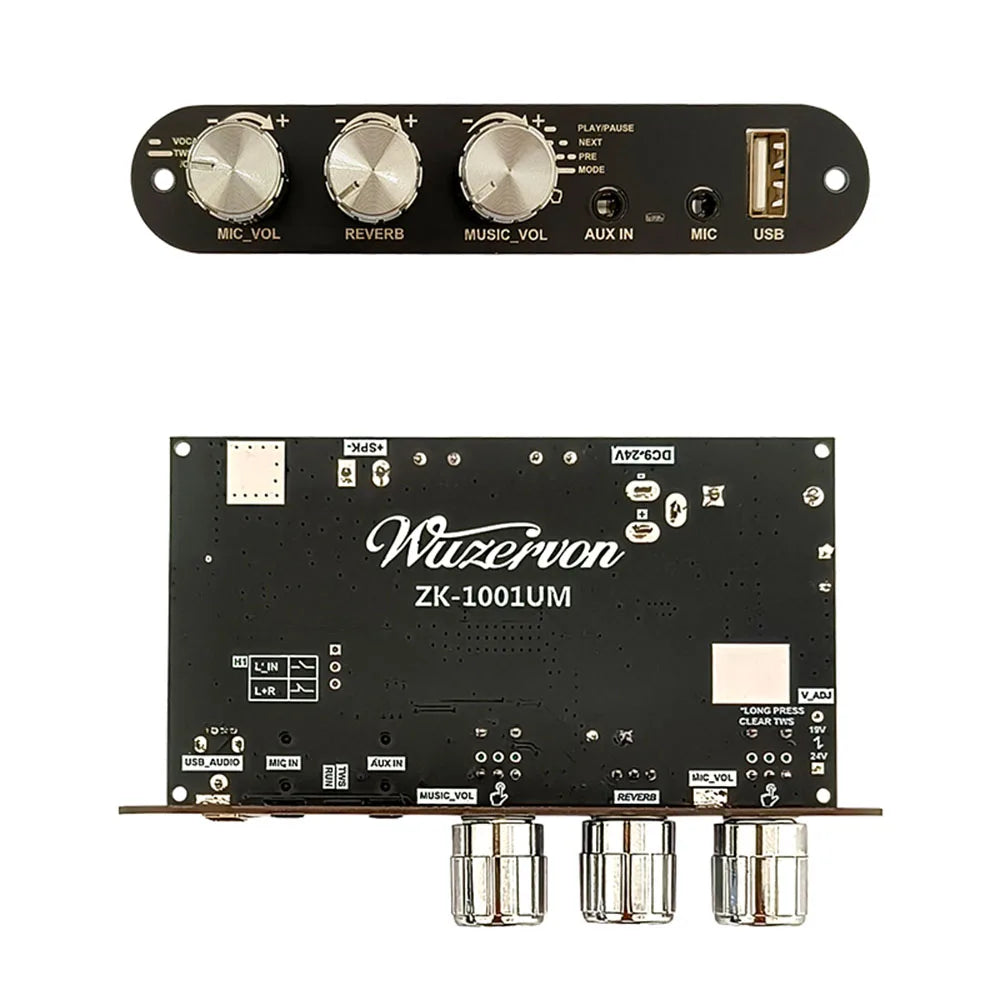 ZK-1001UM DC 9-24V mono 100W Bluetooth amplifier board TPA3116D2 supports TWS to speaker karaoke microphone reverb