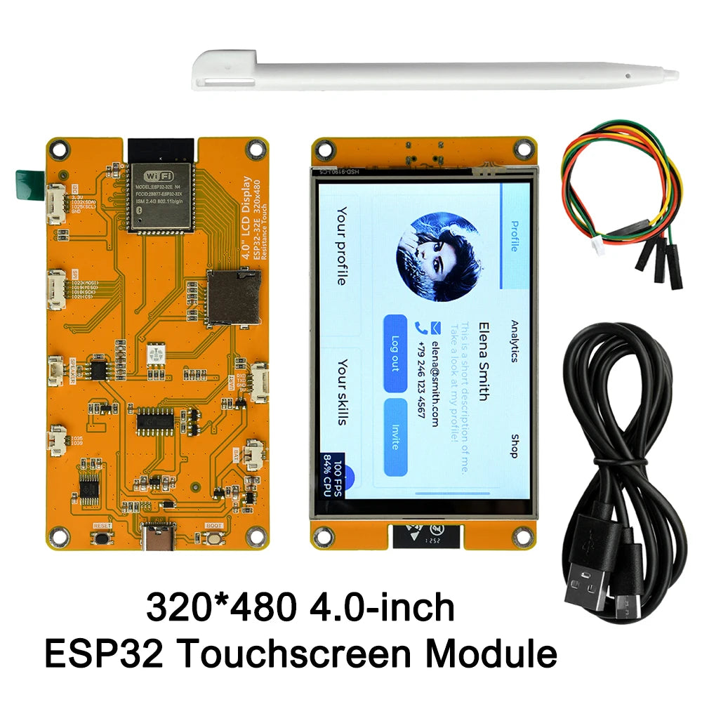 4.0-Inch Touch Screen ESP32 WiFi Bluetooth Development Board 320x480 Resolution ST7789 Driver ESP32-32E Module Type-C