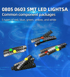 20pcs SMD LED 0402 0603 0805 1206 Red Yellow Blue Green and White Light High Brightness Lamp Bead Light-emitting Diode