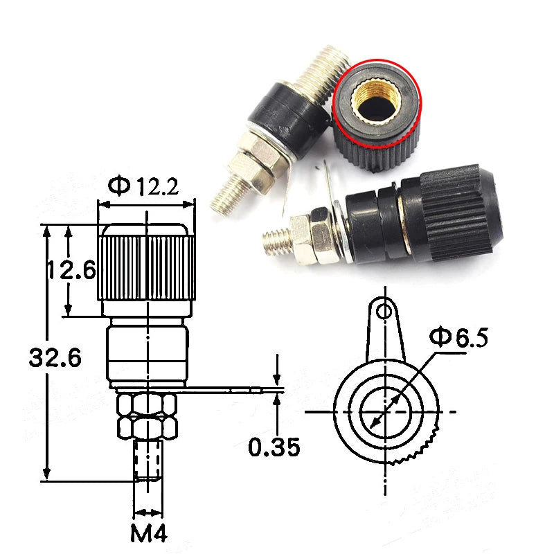 5/25/50PCS Terminal Blocks JS-910B 4mm Amplifier Terminal Connector Binding Post Banana Plug Jack Mount