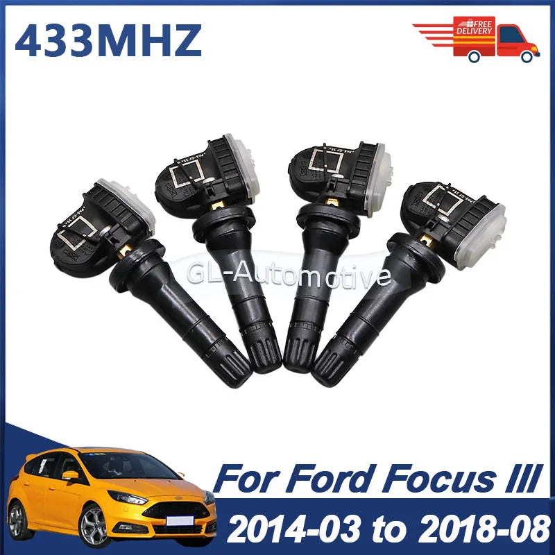 4PCS TPMS Sensor Tire Pressure Monitoring Sensor For Ford Focus III 2014-03 to 2018-08 EV6T-1A180-CB 433MHz