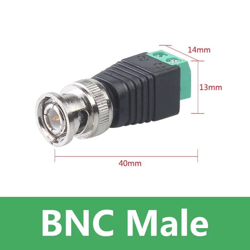 5/20PCS Male Metal BNC Connector with DC Connector Screw Terminal UTP Video Balun for CCTV Surveillance Camera CCTV System