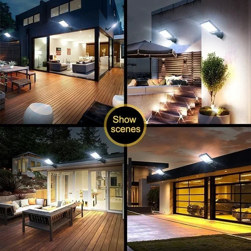 Outdoor Solar Wall Led Light with Human Body Motion Sensor 3 Modes Garden Terrace Garage Courtyard Waterproof Street Lighting