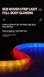 360 Glow Round RGB Neon LED Woven Strip Light 24key Bluetooth APP Remote Control 5V USB WS2812B Music Sync Waterproof Rope Decor