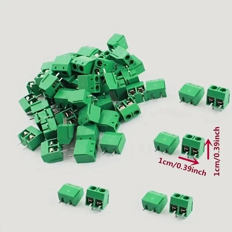50PCS PCB Terminal Block Connector Pitch 5.0mm KF301 Straight Pin 2P 3P Screw PCB Terminal Blocks Connector Assortment Kit