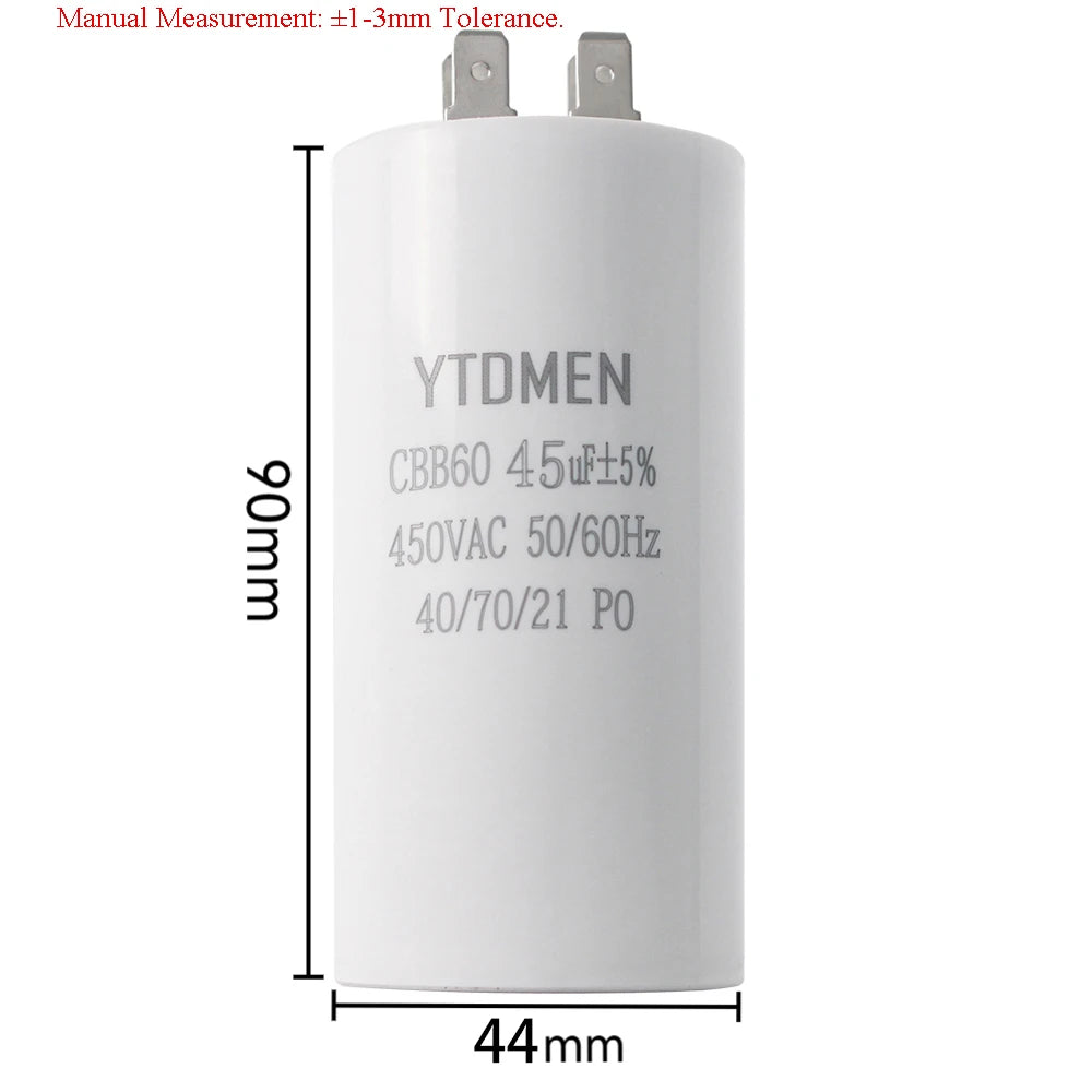 AC 450V CBB60 Dual Insert Motor Starting Capacitor 4pin 4UF-60UF Replacement Motor Run Capacitors For Air Compressor Water Pump