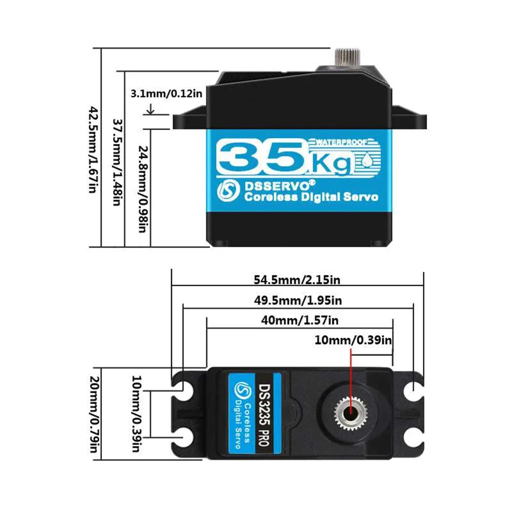 Dsservo 35kg DS3235 Pro Digital Servo Steel Gear Coreless Motor Waterproof 180/270 Degree for 1:8 1:10 1:12 RC Car Robot Crawler