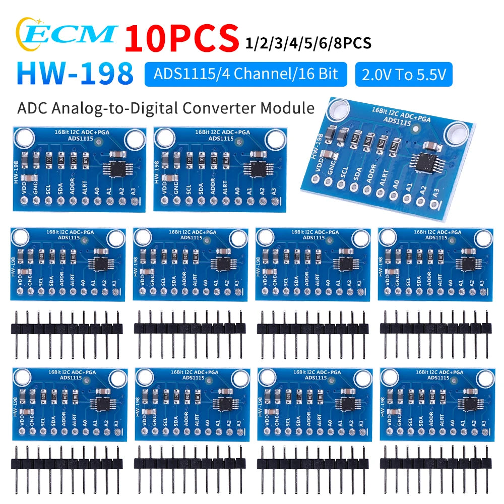 ADS1115 ADC Analog-to-Digital Converter Module with Programmable Gain Amplifier 16 Bit I2C 2.0V To 5.5V for Arduino Raspberry Pi