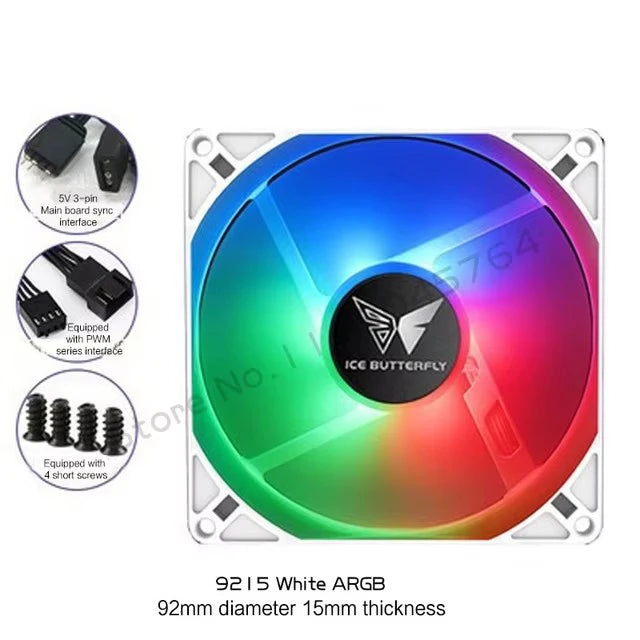 PC Cabinet RGB Fan 9cm Ultra-Thin 9215 9225 15mm 25mm Slim ITX Case Cooler Fans 5V 3Pin ARGB+ 4Pin PWM Control Black White