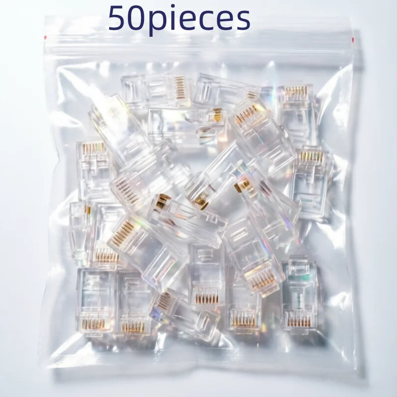 20/50/100pcs Cat6 Cat6e RJ45 Connector Module Plug 1000Mbps Ethernet Cables Adapter Gold Plated Network Crystal Head