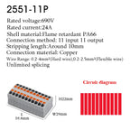 Wire Electrical Cable Wiring Connectors Push-in Terminal Block Multiple In Multiple Out Mount On Din Rail DIY Splicing